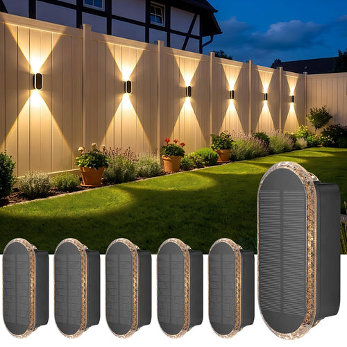 Solar Wandleuchte Aussen Up Down IP65 warmweiss 6er Set
