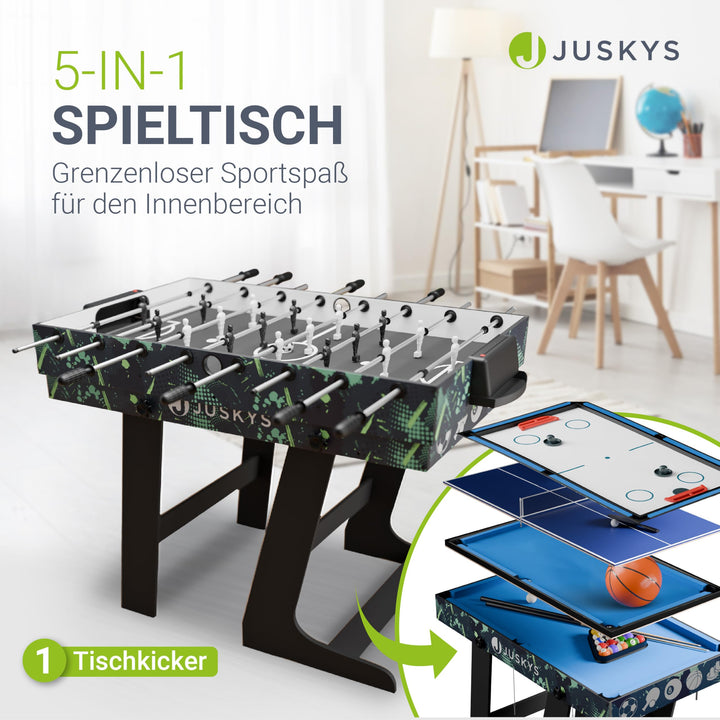 Spieltisch 5-in-1 klappbar Tischtennis Billard Kicker Hockey Basketball - Bild 2