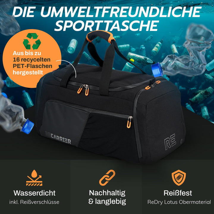 Sporttasche &amp; Rucksack 50L recyceltes PET mit Schuhfach wasserdicht - Bild 2