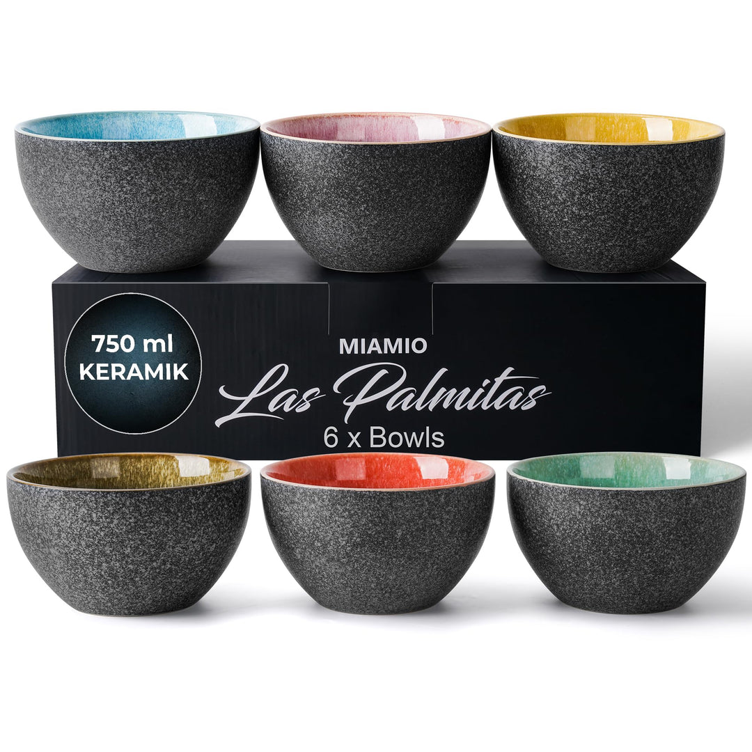 Keramikschüsseln 6er-Set 750ml bleifreie Keramik für Müsli &amp; Bowl