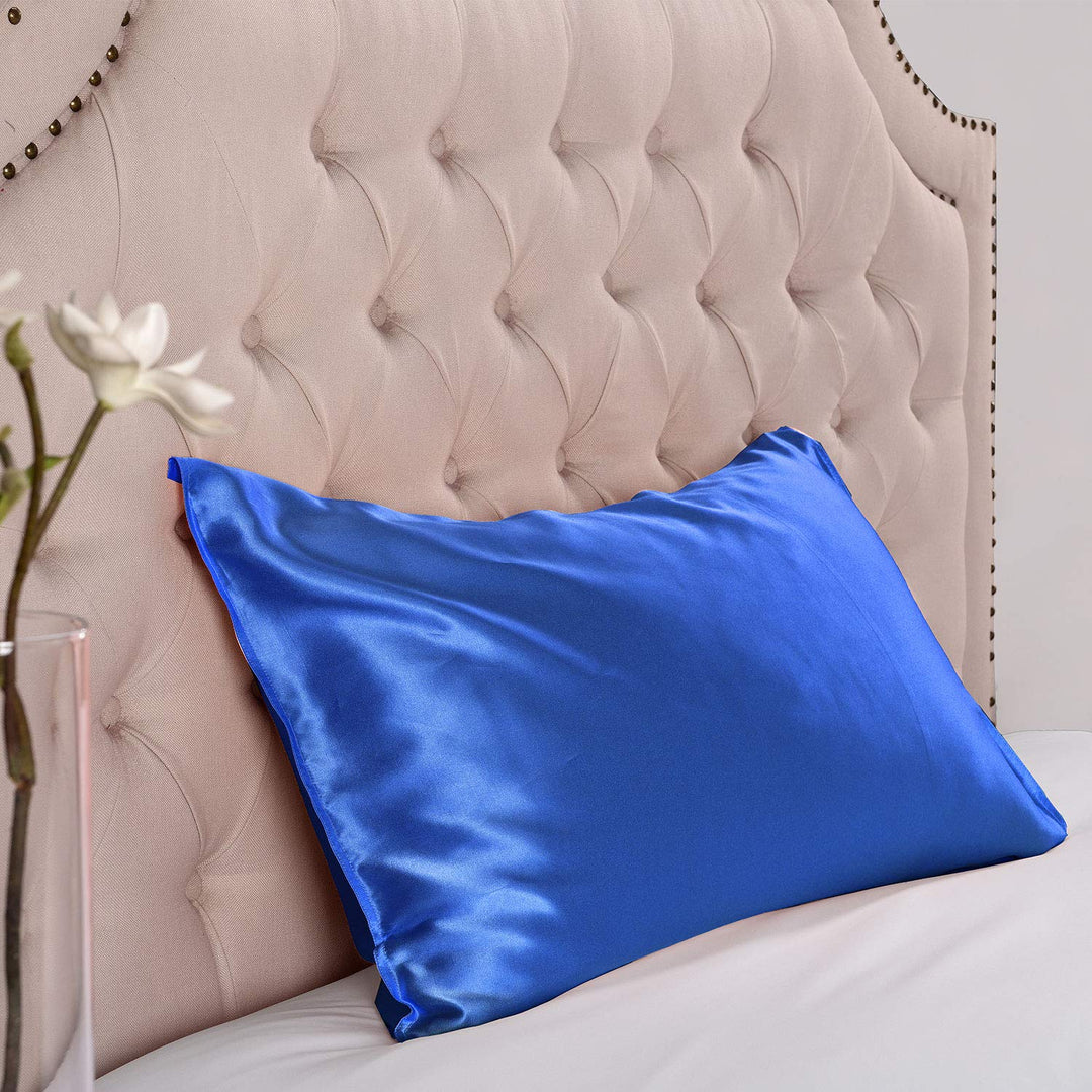 Seidenkissenbezug 22 Momme 100% Maulbeerseide 2er-Set 50x90 cm Blau - Bild 6