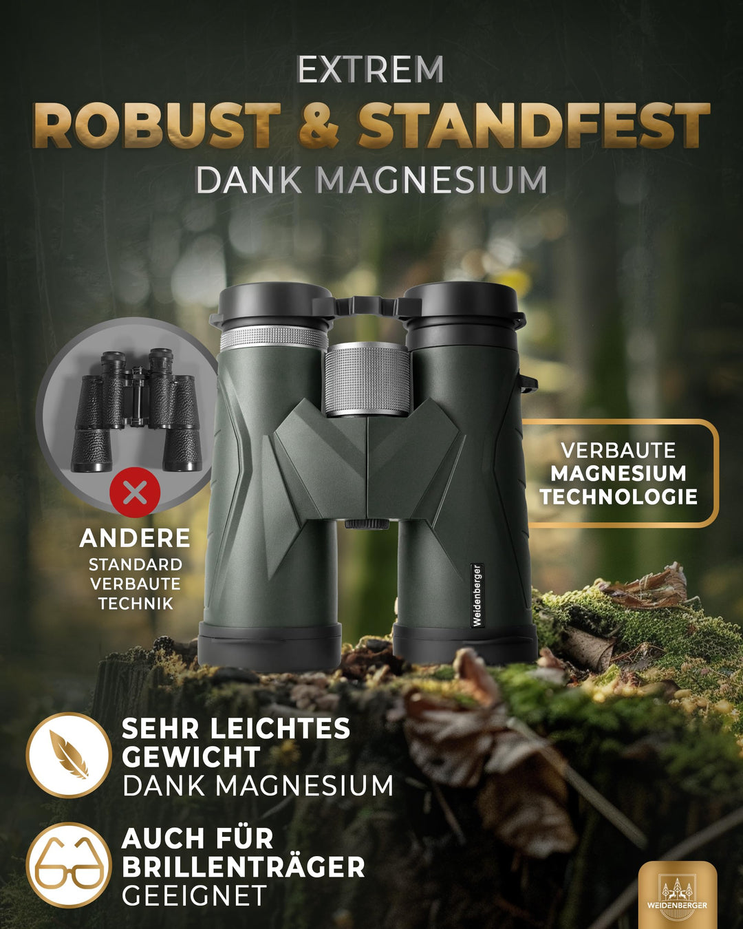 Fernglas 12x42 Magnesium mit Nitrogenfüllung wasserdicht für Erwachsene - Bild 2