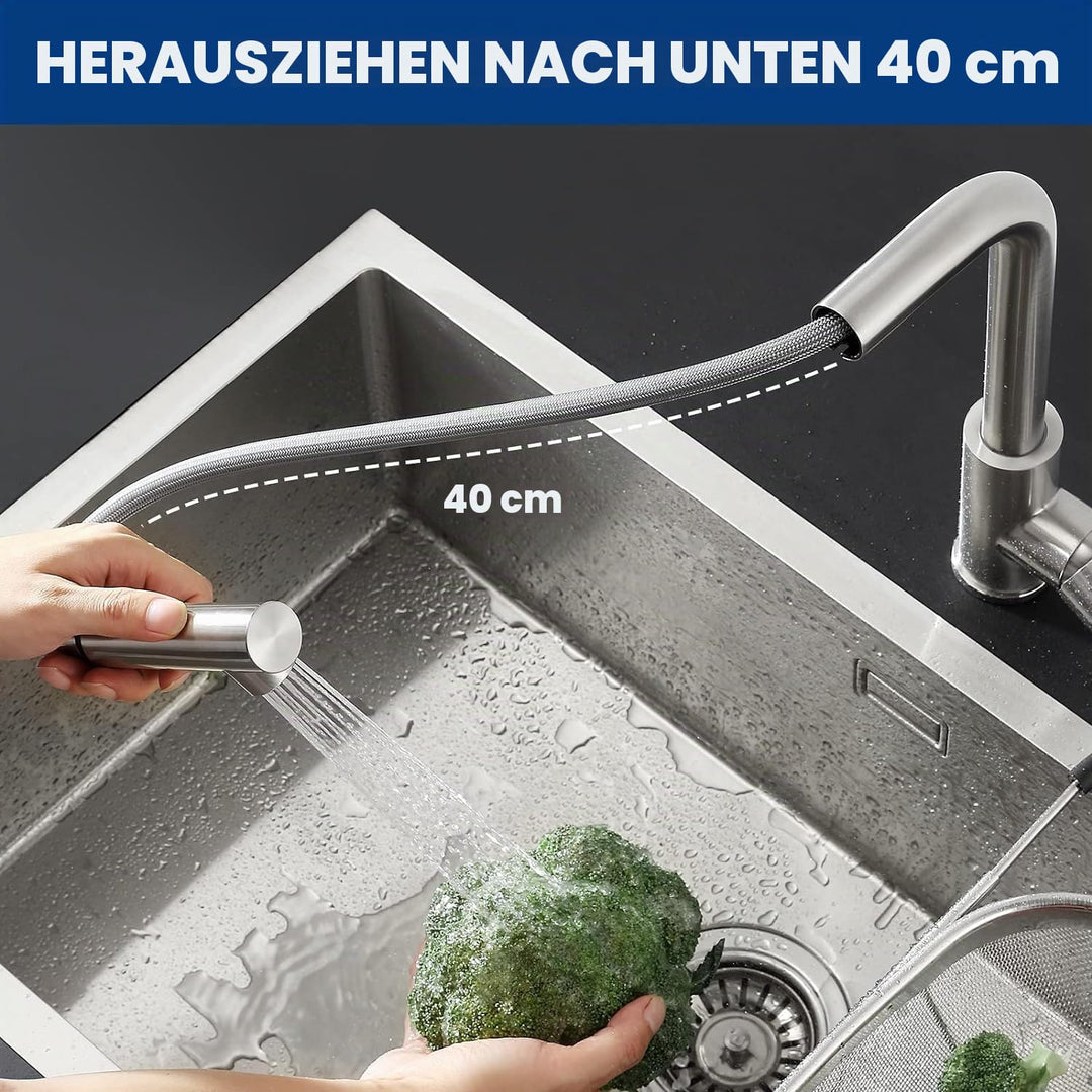 Küchenarmatur ausziehbar Edelstahl 304 mit 2 Strahlarten, 360° - Bild 3