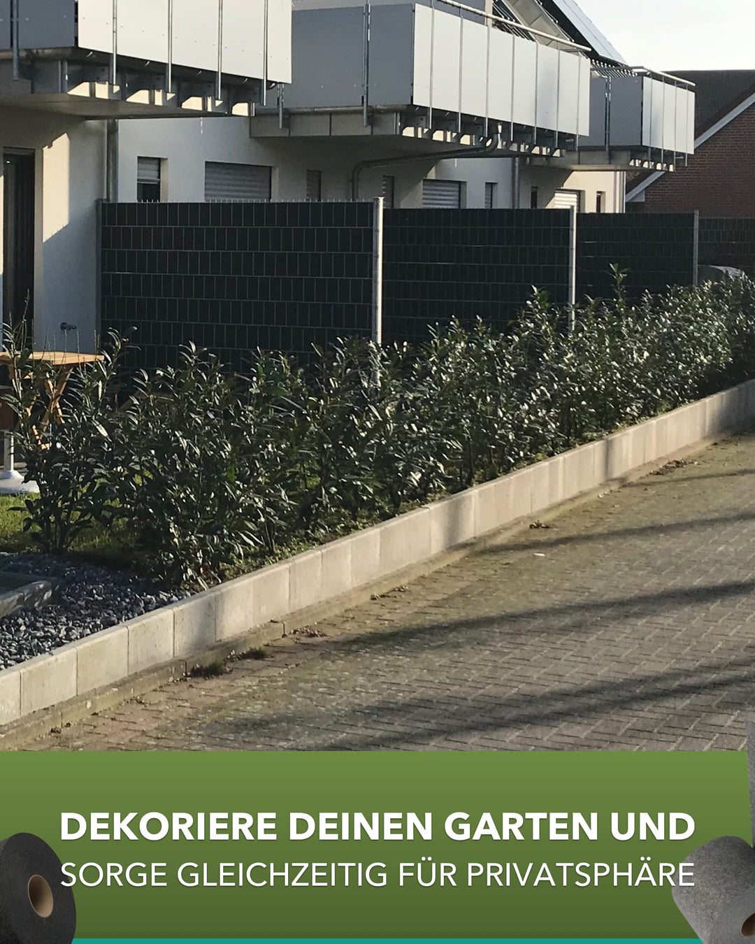 Sichtschutzstreifen Techno-Vlies 26m x 19cm für Doppelstabmattenzaun Grau - Bild 5