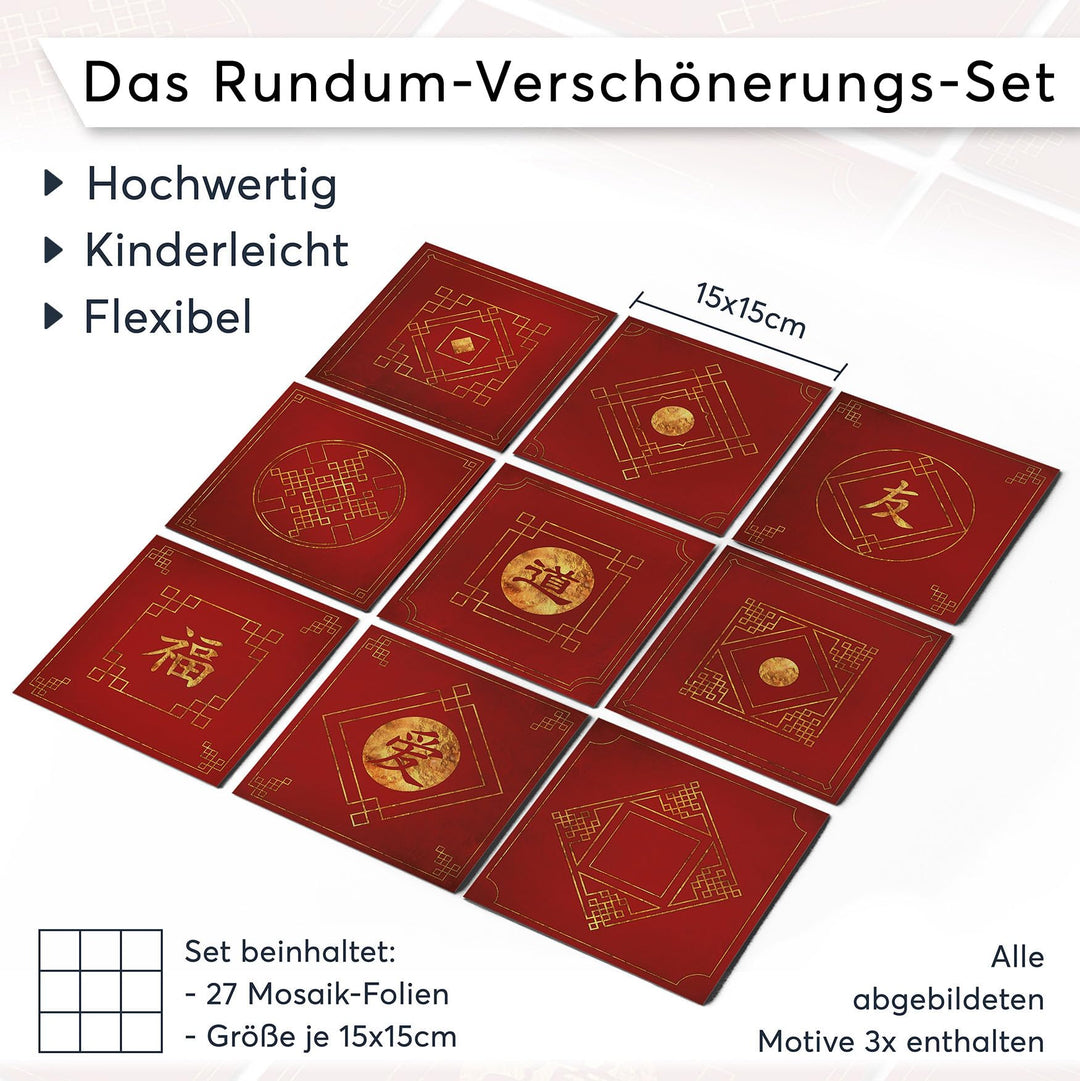 Fliesenfolie 15x15 cm Chinese Tiles selbstklebend 27 Stück - Bild 7
