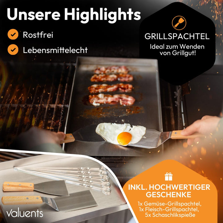Grillplatte Edelstahl 25x35 cm für Gas- und Kohlegrill mit Zubehör - Bild 5
