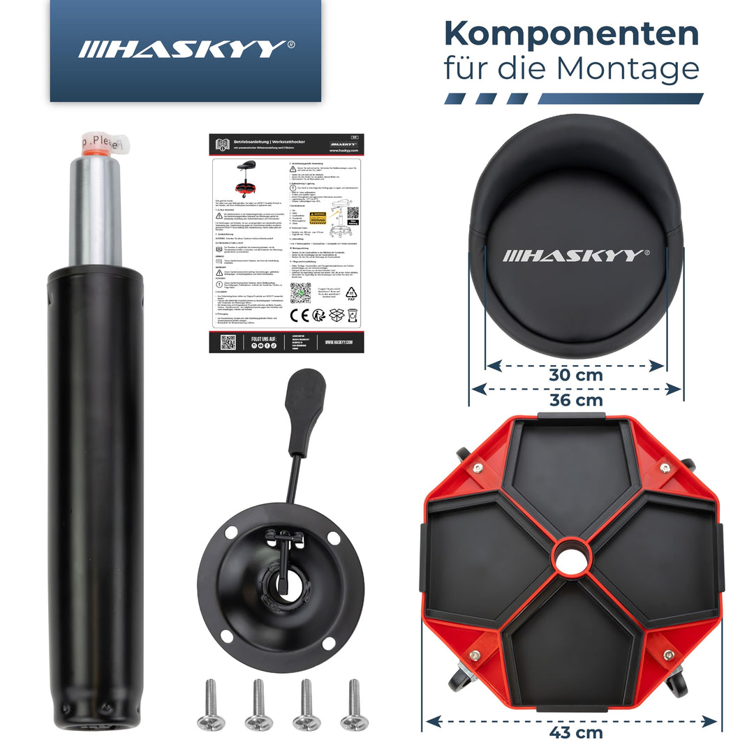 Werkstatthocker mit Rückenlehne höhenverstellbar 43–58 cm bis 150 kg - Bild 2