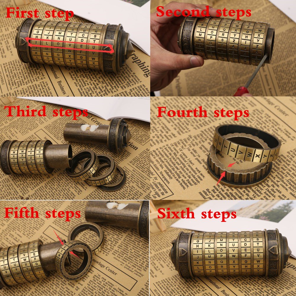 Cryptex Mini Da-Vinci-Code Gold 14 cm mit 6-stelligem Passwort - Bild 4