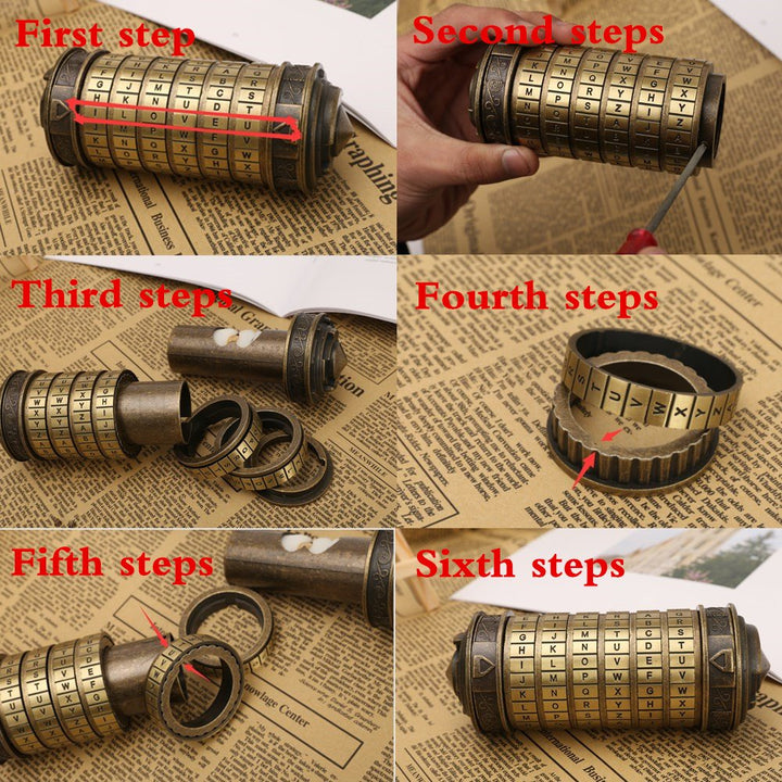 Cryptex Mini Da-Vinci-Code Gold 14 cm mit 6-stelligem Passwort - Bild 4