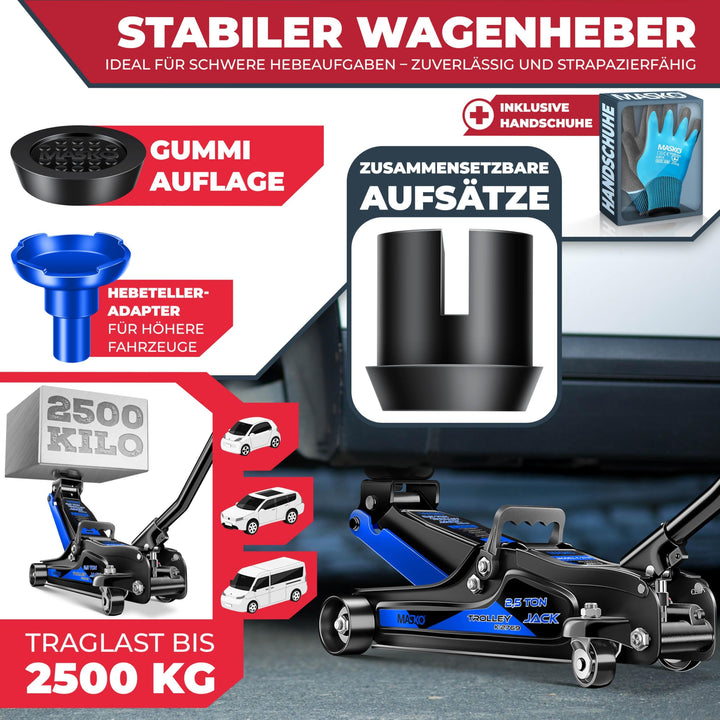Wagenheber hydraulisch 2,5t Quicklift flach 85-365mm mit Koffer - Bild 2