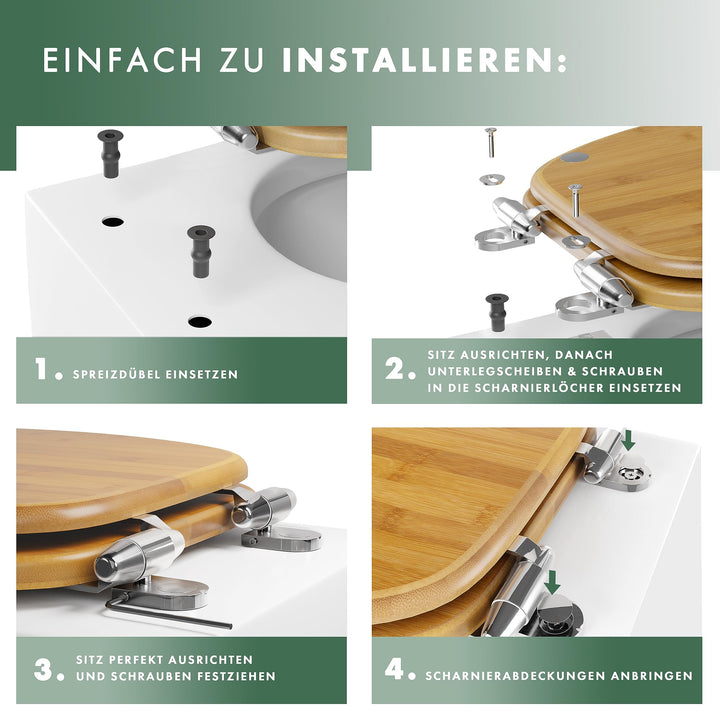 WC Sitz Bambus oval mit Absenkautomatik &amp; Quick-Release - Bild 5