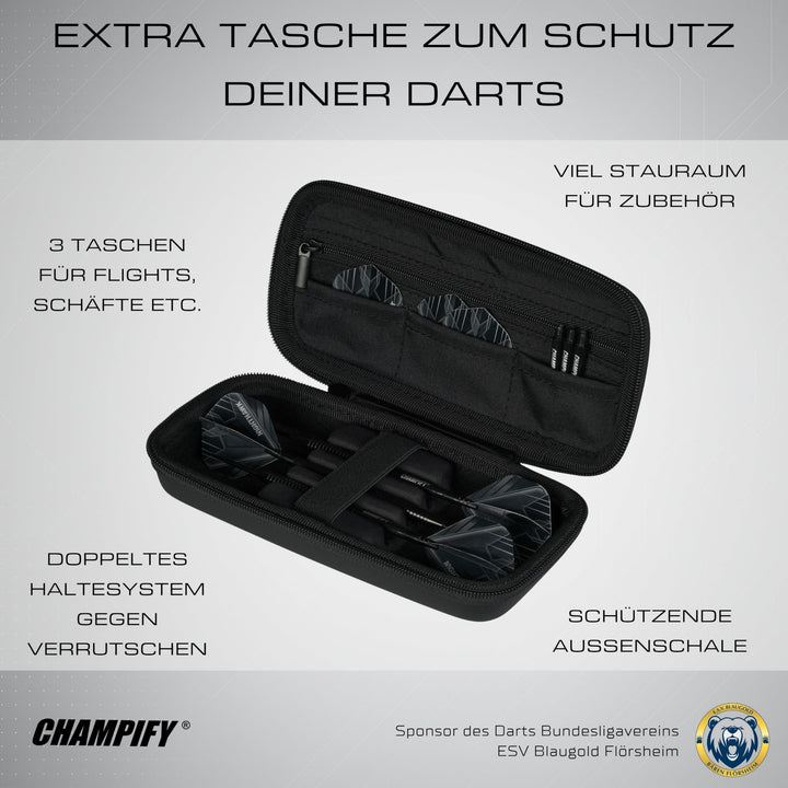 Steeldart Set 90% Tungsten 23g mit Darttasche, 9 Schäfte &amp; Flights - Bild 4