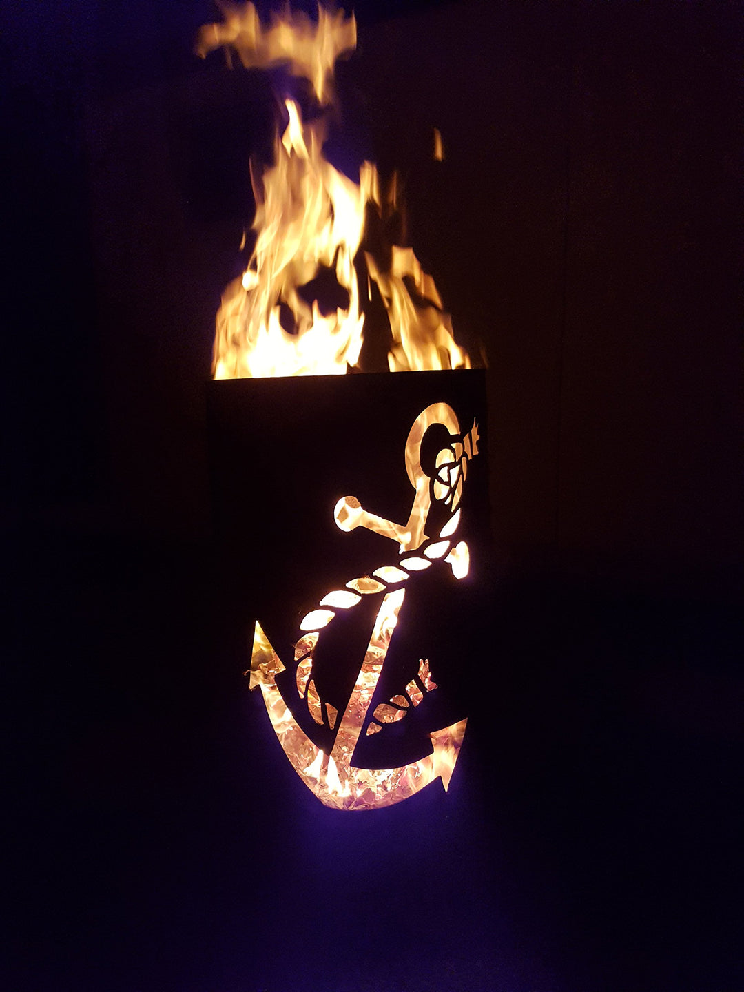 Feuertonne Stahl mit Anker-Motiv lasergeschnitten für Garten - Bild 3