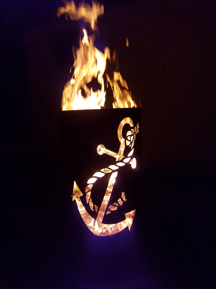 Feuertonne Stahl mit Anker-Motiv lasergeschnitten für Garten - Bild 3