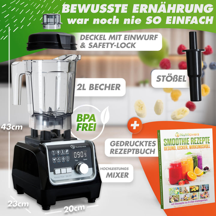 Standmixer 2000W BPA-frei 2L Tritan 9 Stufen mit Timer - Bild 2