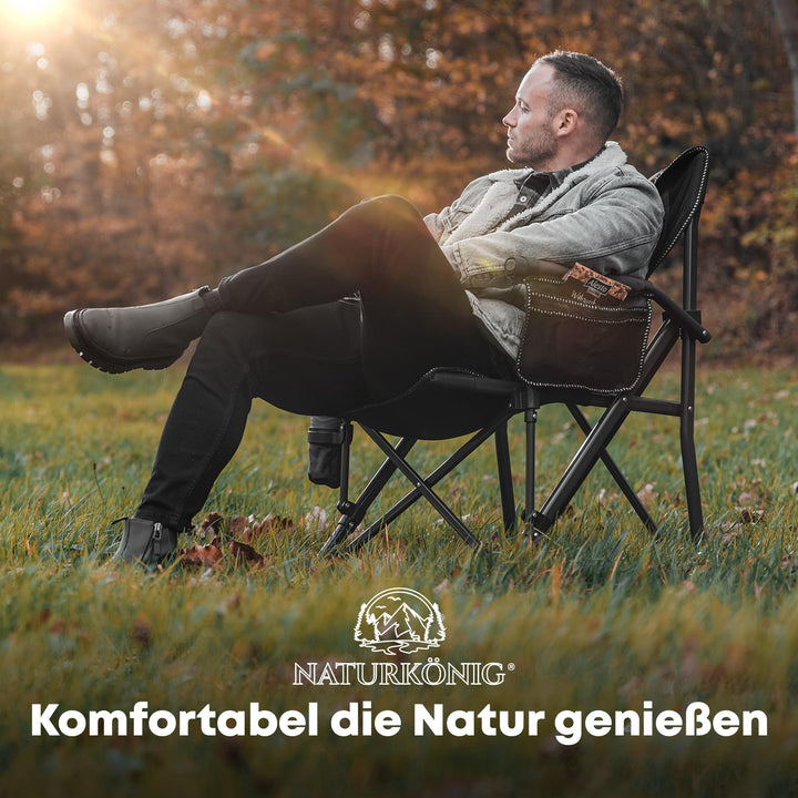 Campingstuhl faltbar bis 160 kg mit Lendenpolster und Kopfstütze - Bild 8