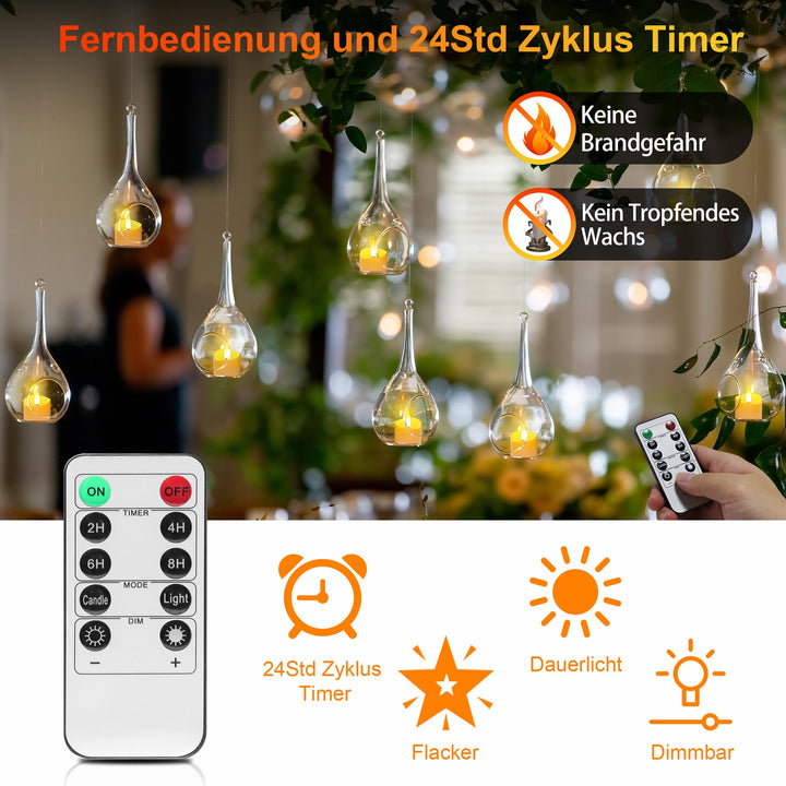 LED Teelichter wiederaufladbar 12er-Set mit Fernbedienung &amp; Timer - Bild 5