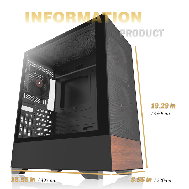 PC Gehäuse Mid Tower ATX Temperglas 3 Lüfter vorinstalliert schwarz - Bild 9