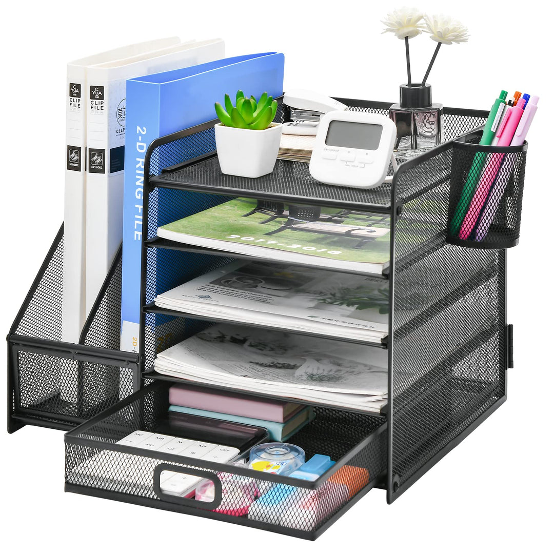 Schreibtisch Organizer Metall 5 Ebenen mit Schublade und Stifthalter - Bild 3