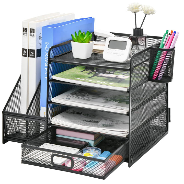 Schreibtisch Organizer Metall 5 Ebenen mit Schublade und Stifthalter - Bild 3