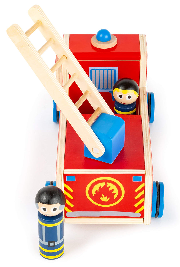 Feuerwehrauto Holz mit Leiter und 2 Spielfiguren ab 3 Jahre - Bild 4