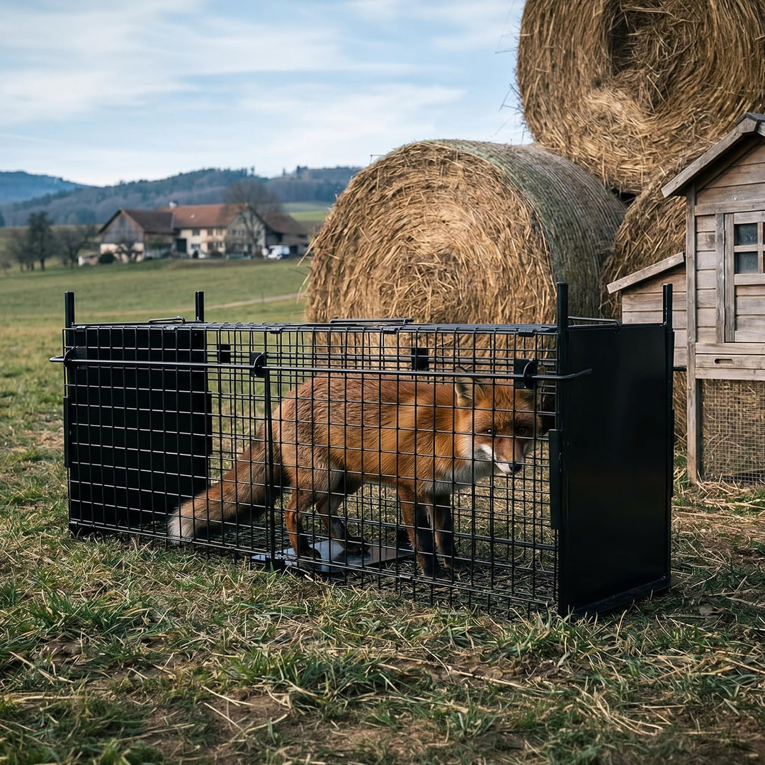 Tierlebendfalle Doppeltür Stahl 105x40x31 cm für Wildtiere - Bild 9