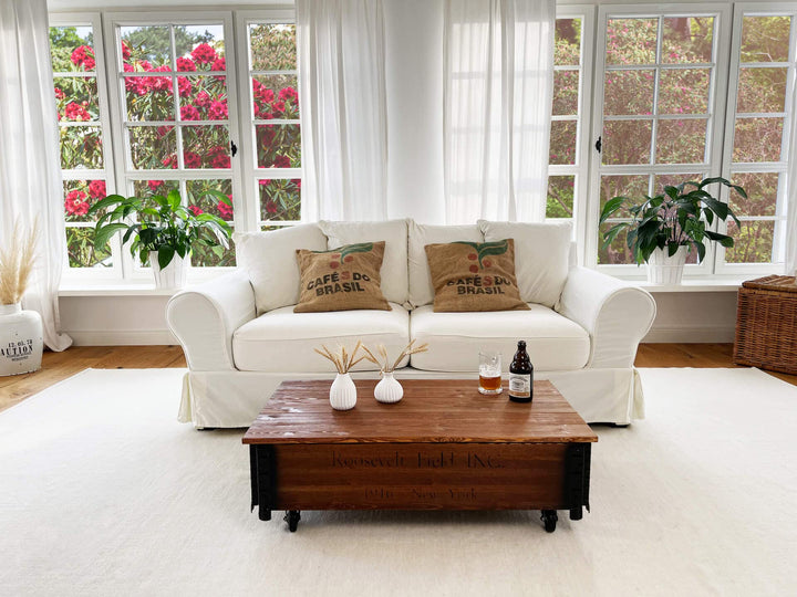 Couchtisch Truhe Massivholz Kiefer mit Rollen Vintage 100x58x31cm - Bild 5