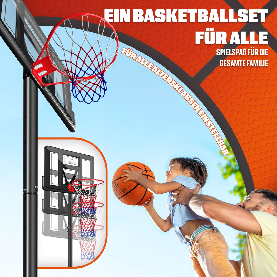 Basketballkorb mit Ständer höhenverstellbar 230–305 cm mit Rollen - Bild 4