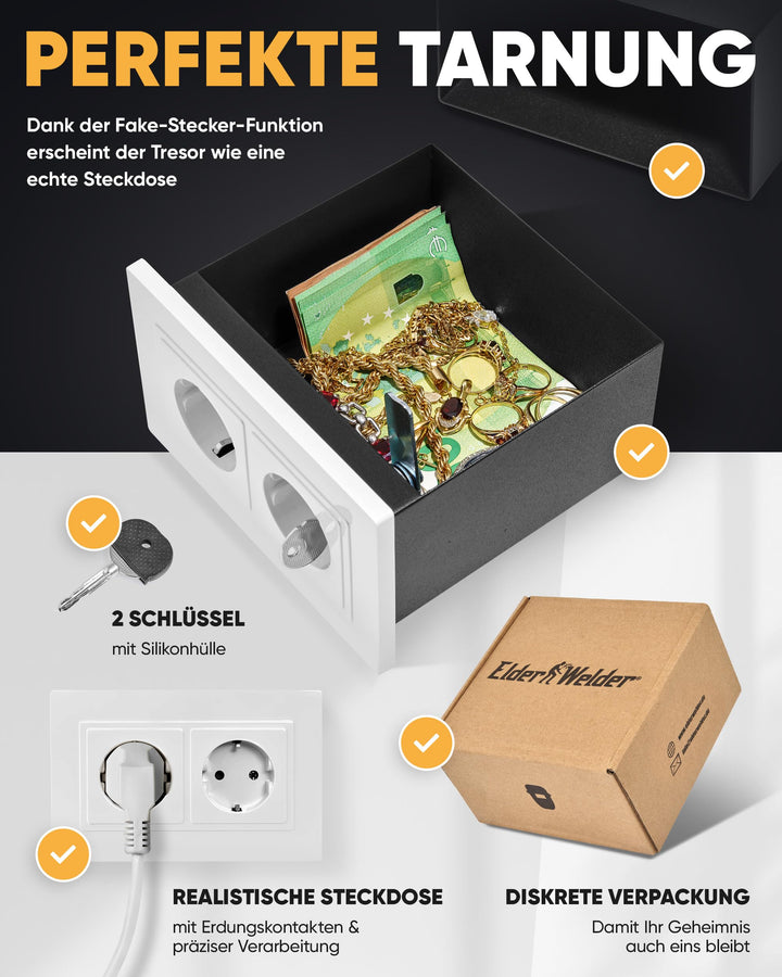Steckdosen-Tresor Wandsafe mit Schlüssel Fake-Stecker Weiss 1 Liter - Bild 2