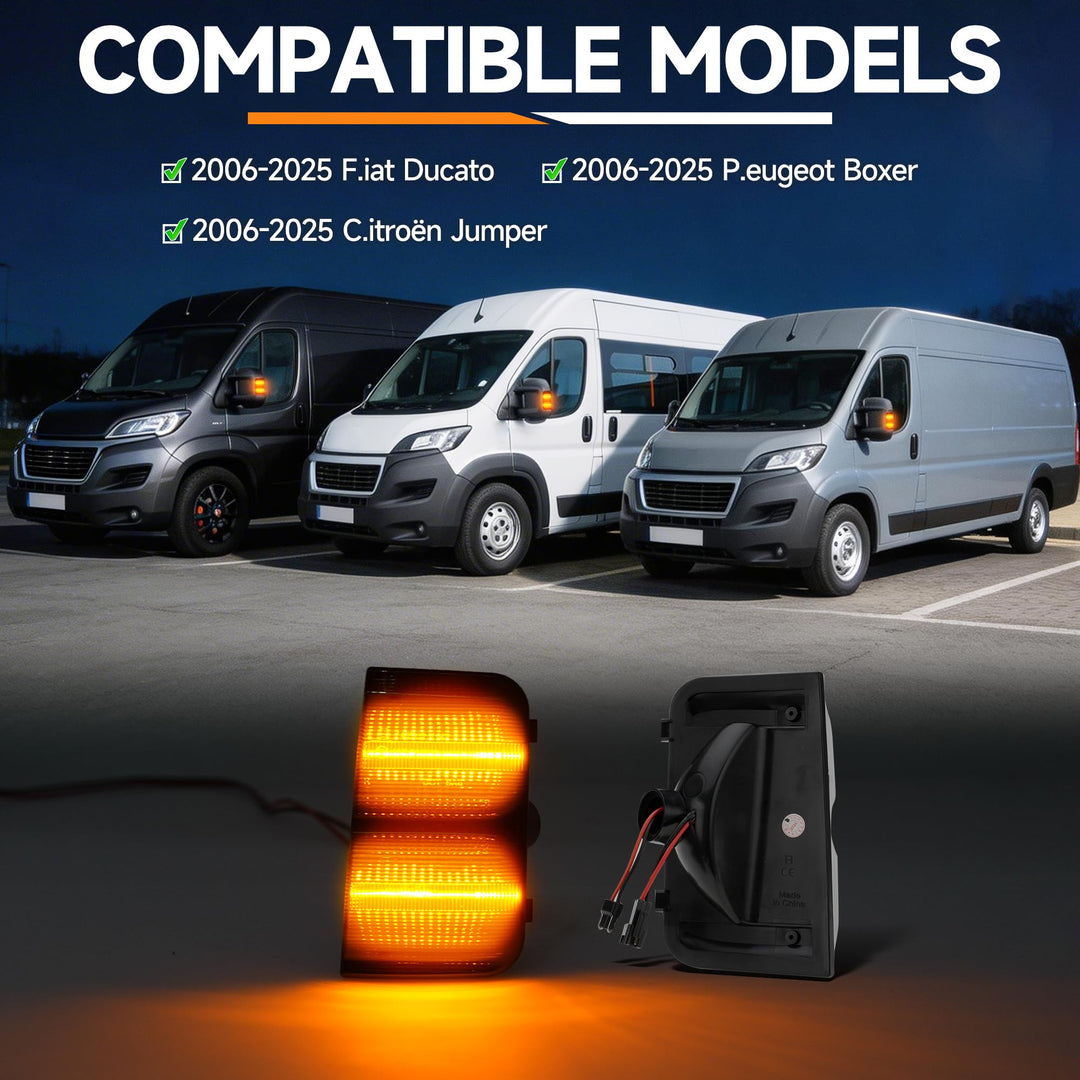 LED Spiegelblinker Fiat Ducato 250 290 CANBUS E4 IP67 schwarz - Bild 2