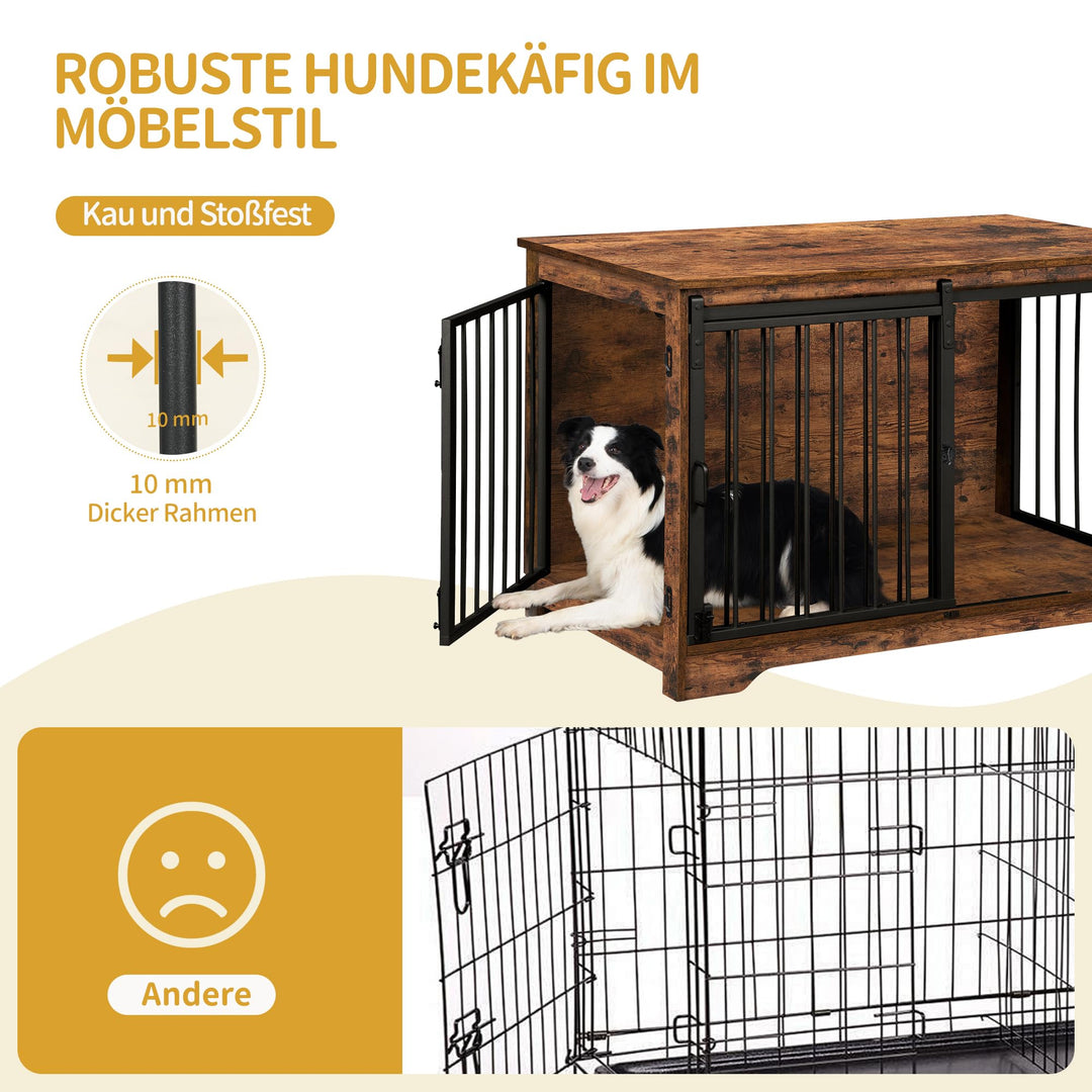 Hundekäfig Möbel Vintage 100 cm mit 2 Türen für mittelgrosse Hunde - Bild 4