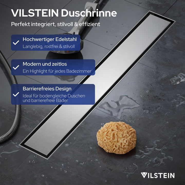 Duschrinne Edelstahl 70 cm Extra Flach mit Geruchsstop und Haarsieb - Bild 2