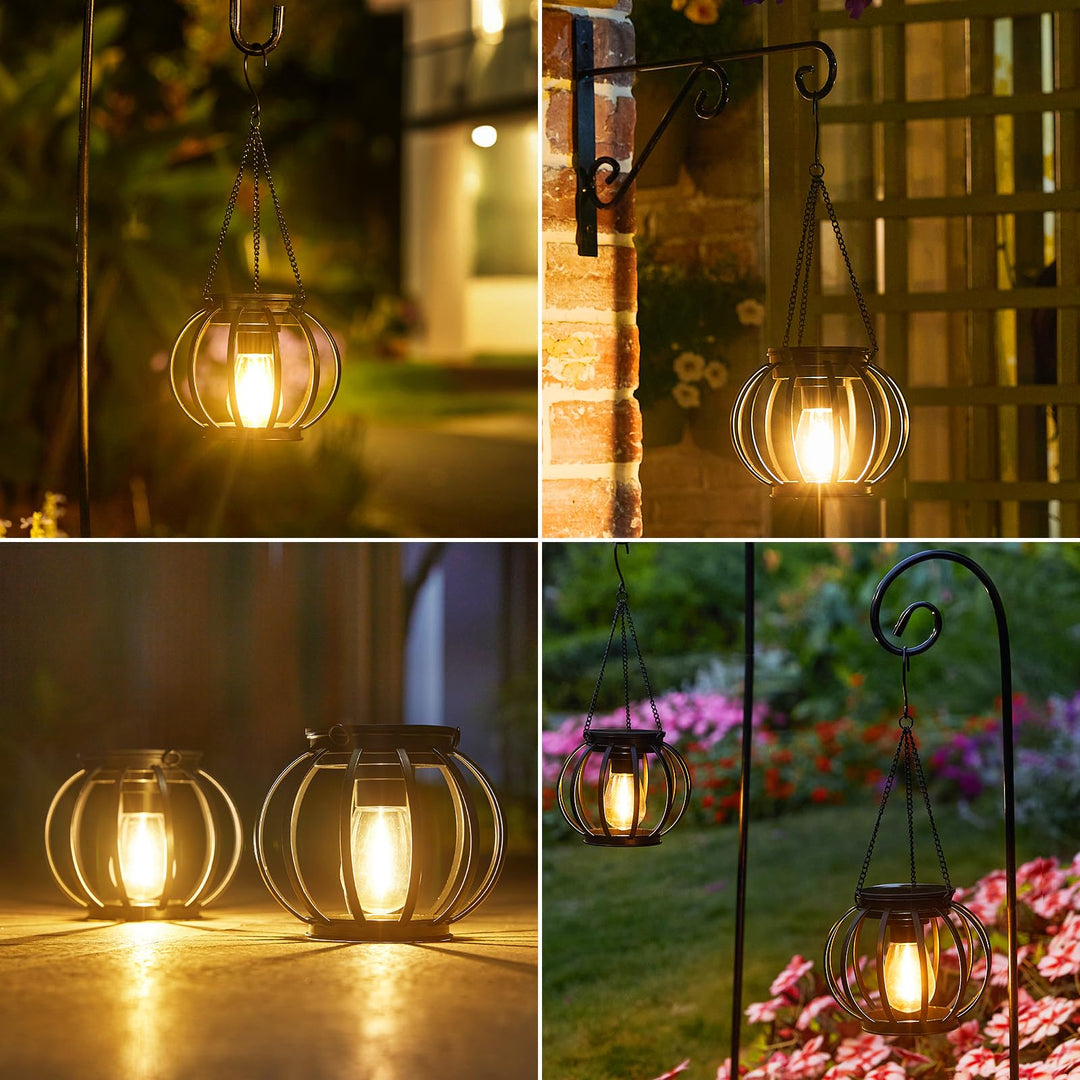 Solar Hängeleuchte Metall Schwarz 4er-Set IP65 für Garten - Bild 6