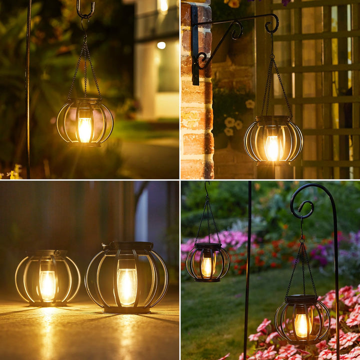 Solar Hängeleuchte Metall Schwarz 4er-Set IP65 für Garten - Bild 6