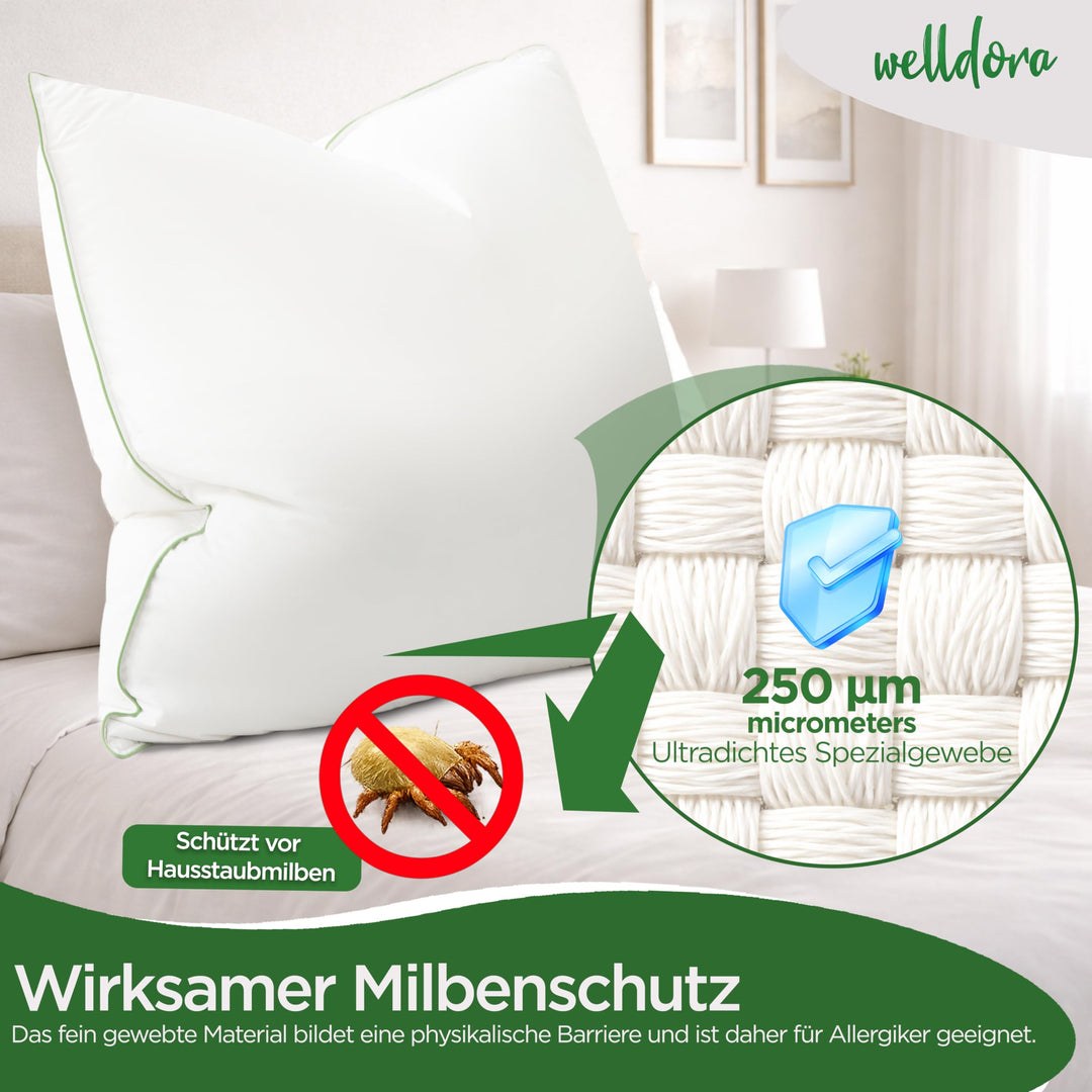 Daunenkissen 80x80 cm 3-Kammer Daunen &amp; Federn Baumwoll-Bezug - Bild 6