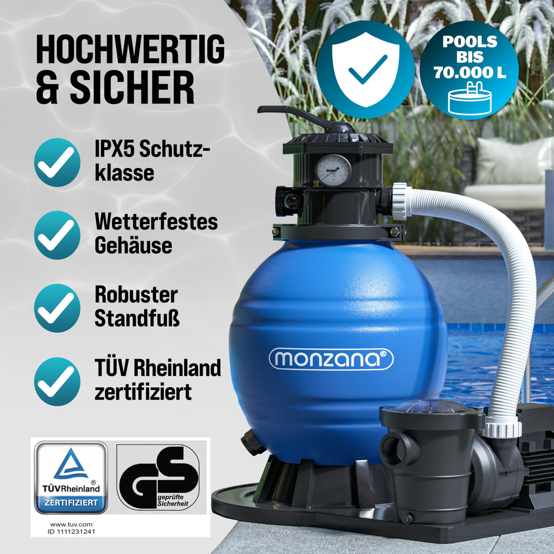 Sandfilteranlage Pool 15.900 L/h für Pools bis 70.000 L mit 7-Wege-Ventil - Bild 5