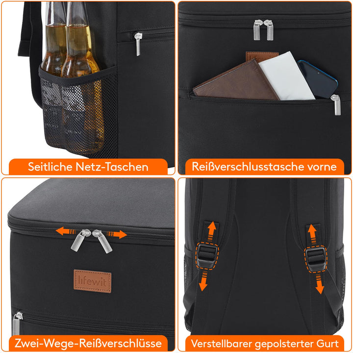 Kühlrucksack 24L isoliert für Picknick und Outdoor, 30 Dosen - Bild 6