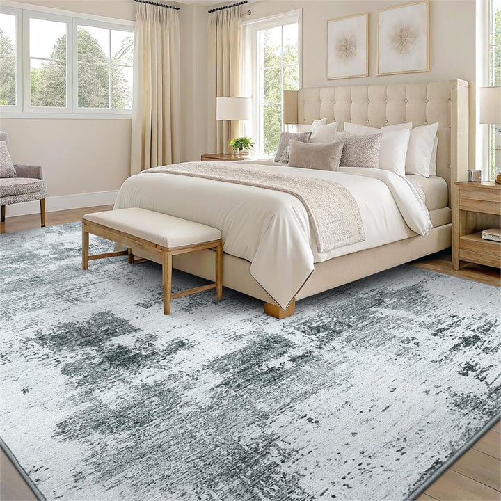 Teppich Wohnzimmer Abstraktes Muster Kunstfell 160x220 cm Grau - Bild 7