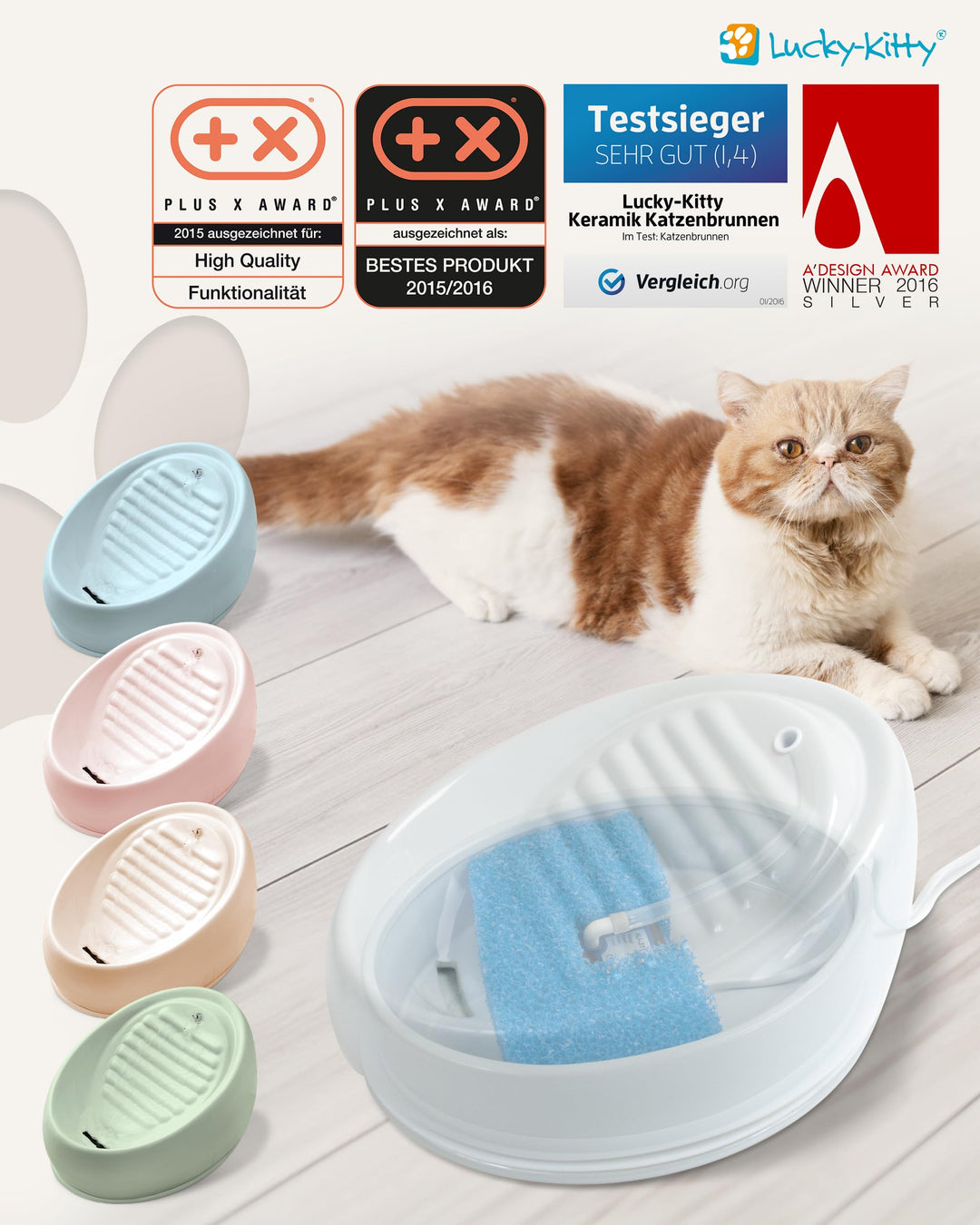 Katzenbrunnen Keramik Handarbeit plastikfrei grau, leise Pumpe - Bild 8