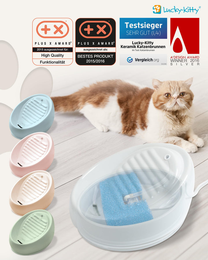 Katzenbrunnen Keramik Handarbeit plastikfrei grau, leise Pumpe - Bild 8