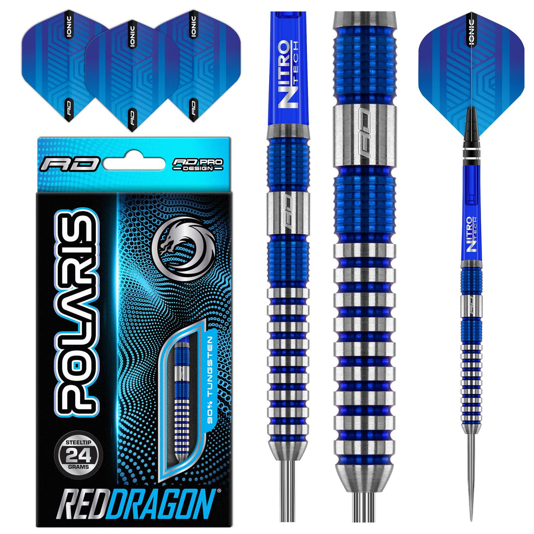 Dartpfeil-Set Wolfram 24g mit Flights und Nitrotech Shafts, 3er-Set
