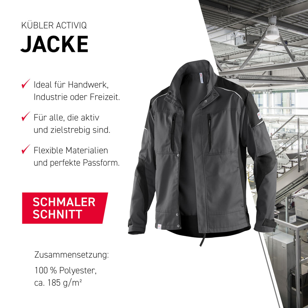Arbeitsjacke Polyester-Baumwolle körpernah Anthrazit/Schwarz Gr. XL - Bild 3