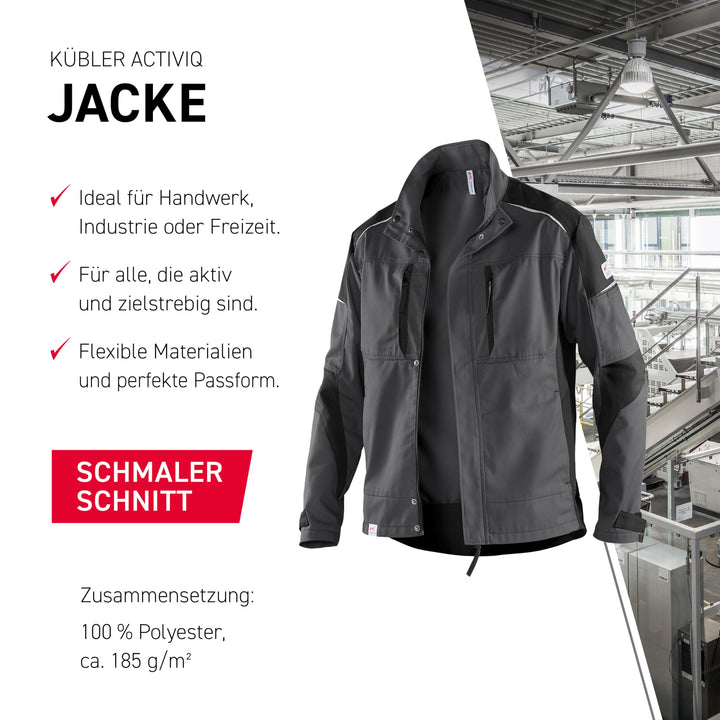 Arbeitsjacke Polyester-Baumwolle körpernah Anthrazit/Schwarz Gr. XL - Bild 3