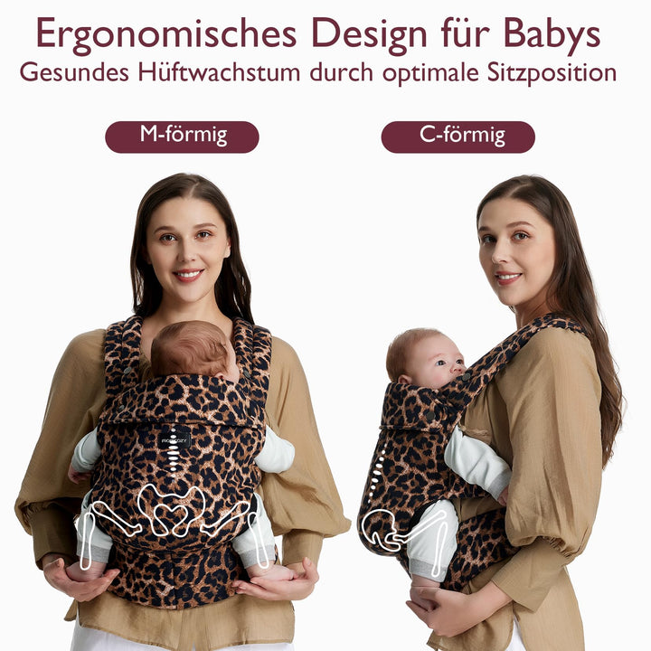 Babytrage ab Geburt 100% Baumwolle Leopard 3,2–20 kg - Bild 3