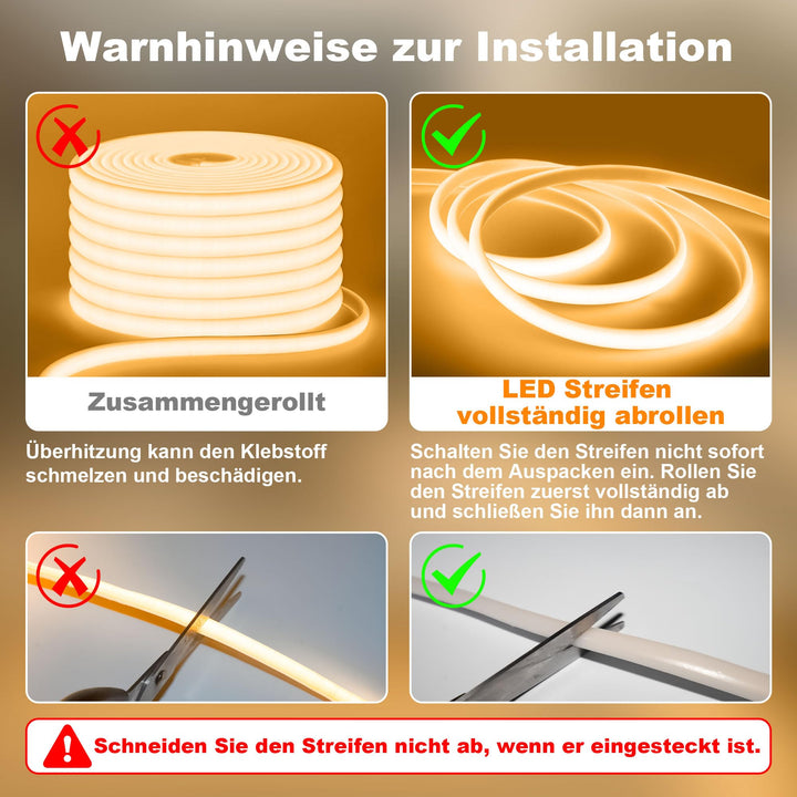 COB LED Streifen Aussen IP67 Warmweiss 2700K 230V 20m Selbstklebend - Bild 5