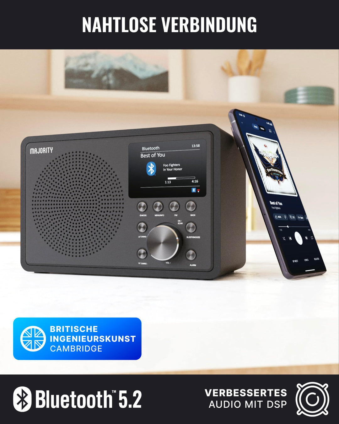 Internetradio DAB+ Bluetooth Spotify Connect USB schwarz kompakt - Bild 2