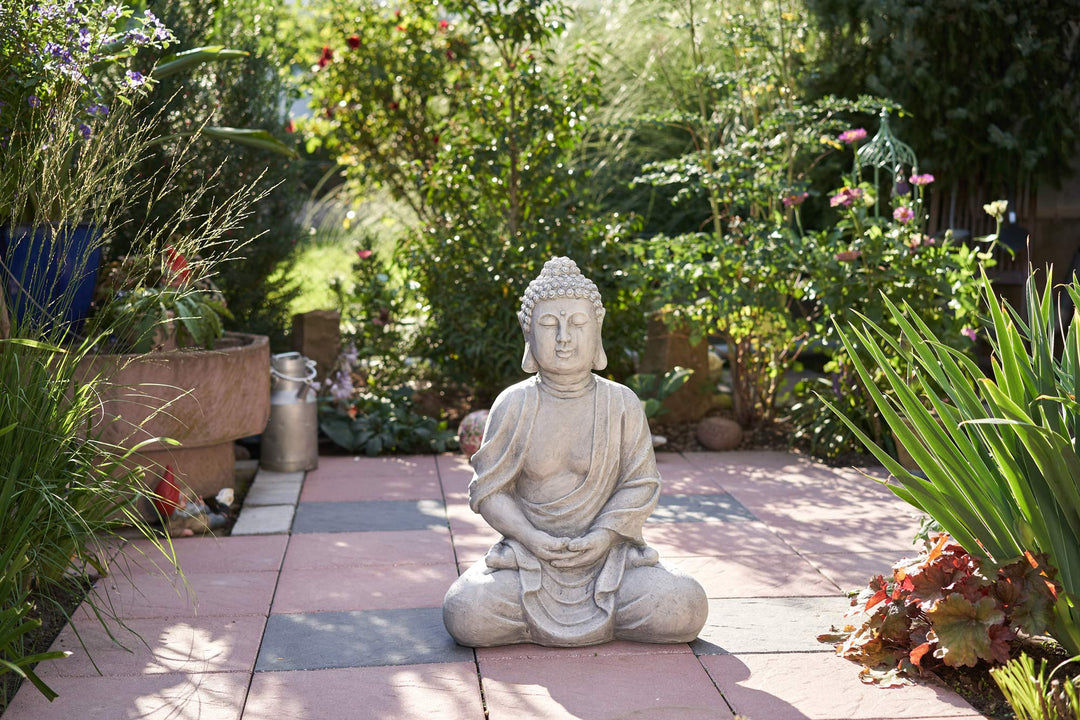 Buddha Figur sitzend Steinoptik Polyresin 70 cm für Garten - Bild 3