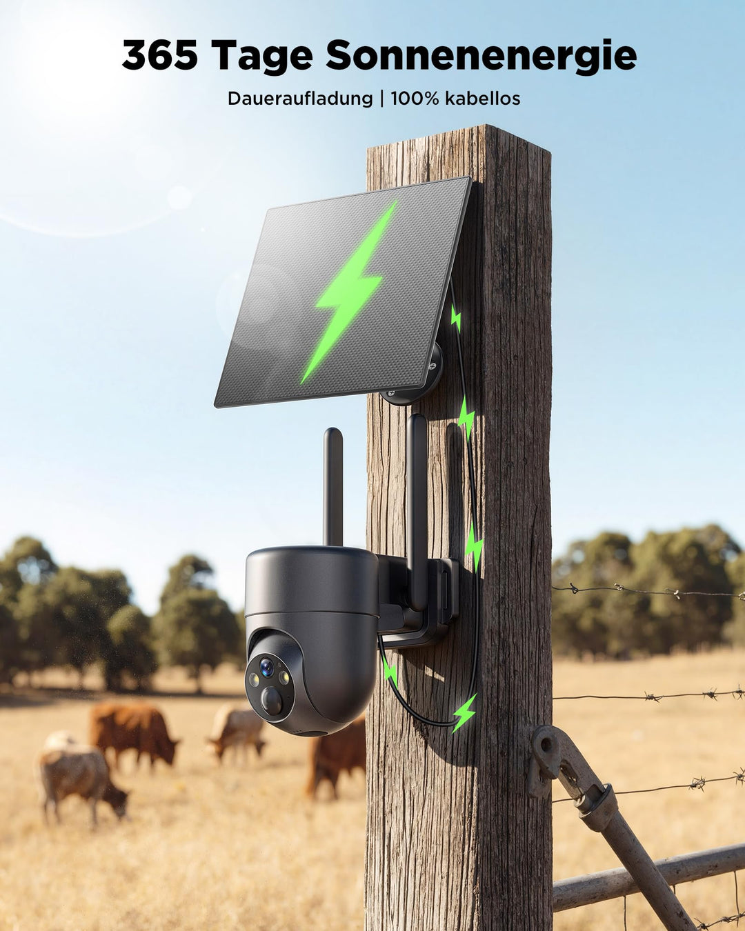 Überwachungskamera Aussen 4G Solar 2K HD 355° schwenkbar ohne WLAN - Bild 2