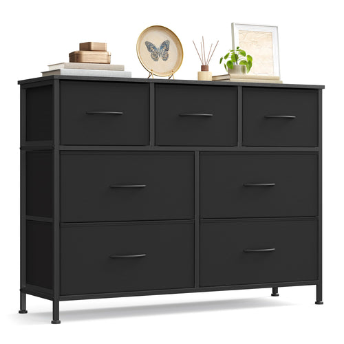 Kommode 7 Schubladen Stahl-Holz 98,8x30x74,7 cm Schlafzimmer