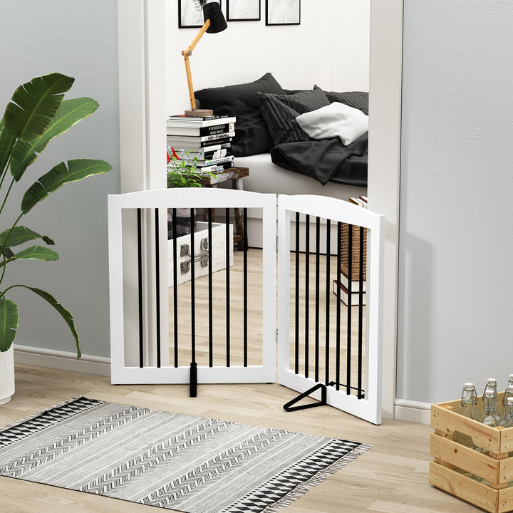Hundeabsperrgitter Holz faltbar 2 Paneele freistehend Weiss - Bild 7